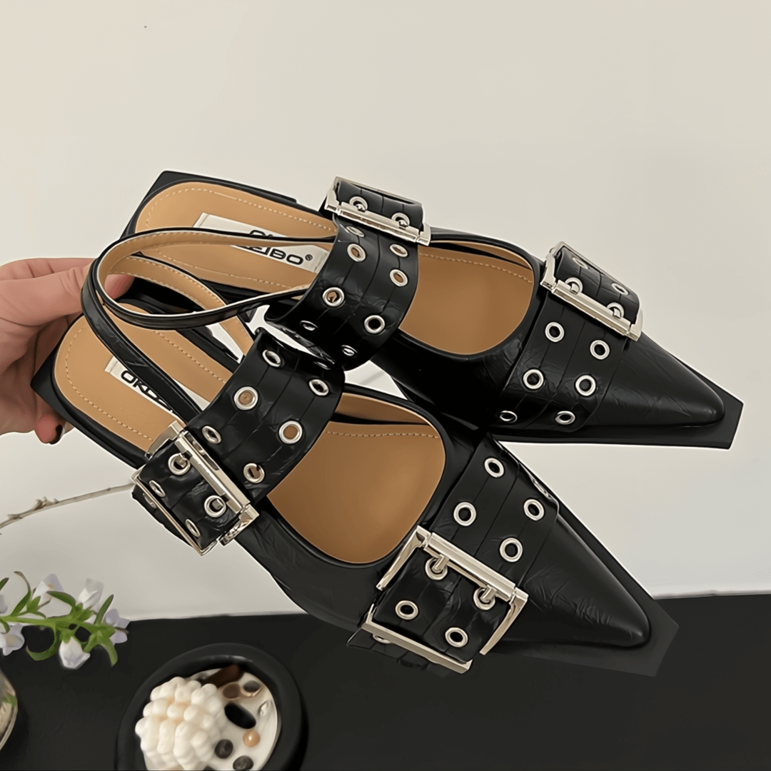 Dual-Buckle Slingback Flats