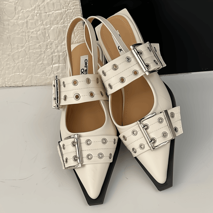 Dual-Buckle Slingback Flats