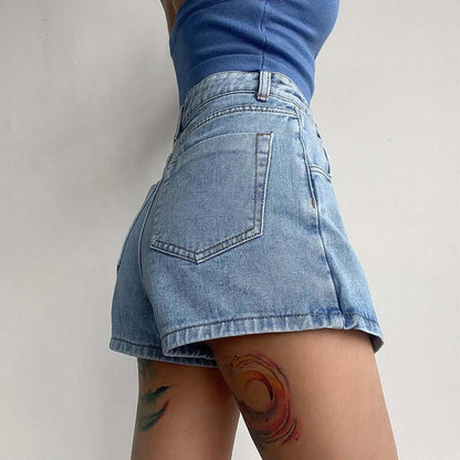 Irregular High-Waist Denim Skirt