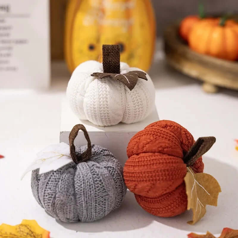 Knitted Colorful Pumpkin Ornaments