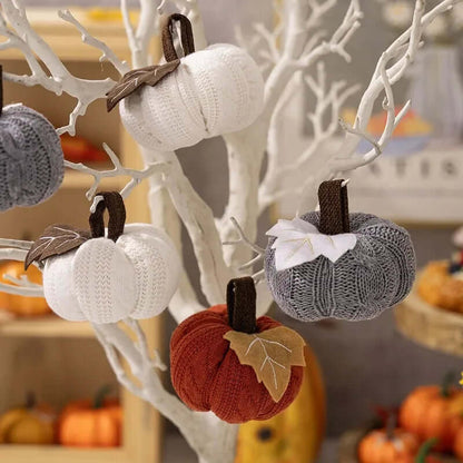 Knitted Colorful Pumpkin Ornaments