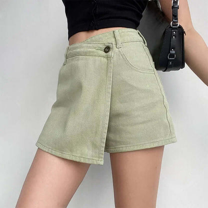 Irregular High-Waist Denim Skirt