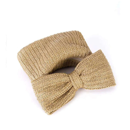 Bowknot Braided Straw Clutch